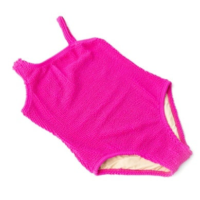 Berry Girls Crinkle Textured One Shoulder One Piece Swimsuit