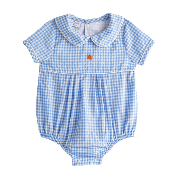 Blue Gingham Pumpkin Boy Bubble