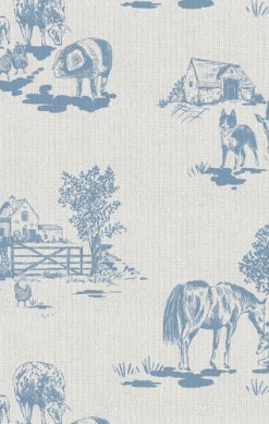 Farm Toile - Blue - Swaddle Blanket