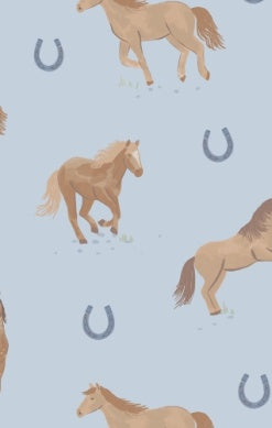 Horses - Blue - 2 Way Zipper Footie