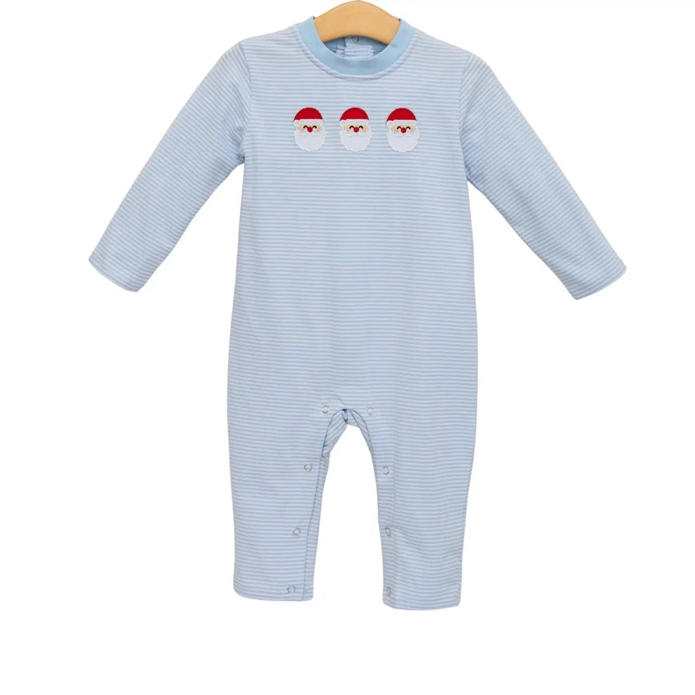 Trotter Street Kids Boys Blue Santa Trio Romper