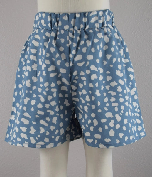 Blue Spotted Paperbag Shorts