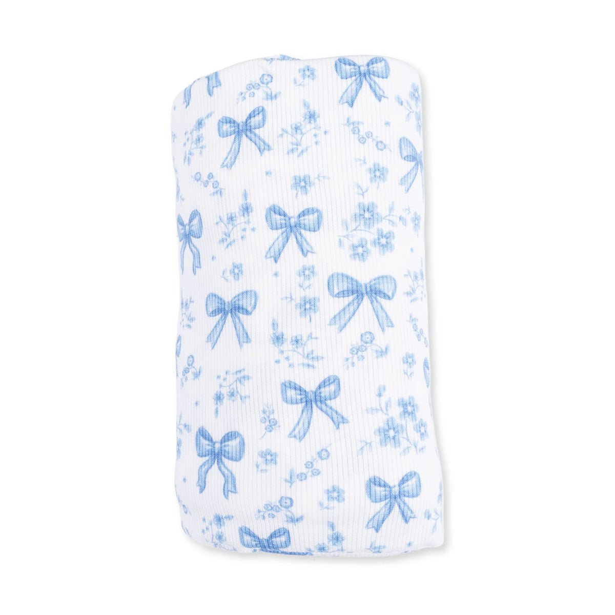 Blue Bows and Flowers Swaddle Blanket