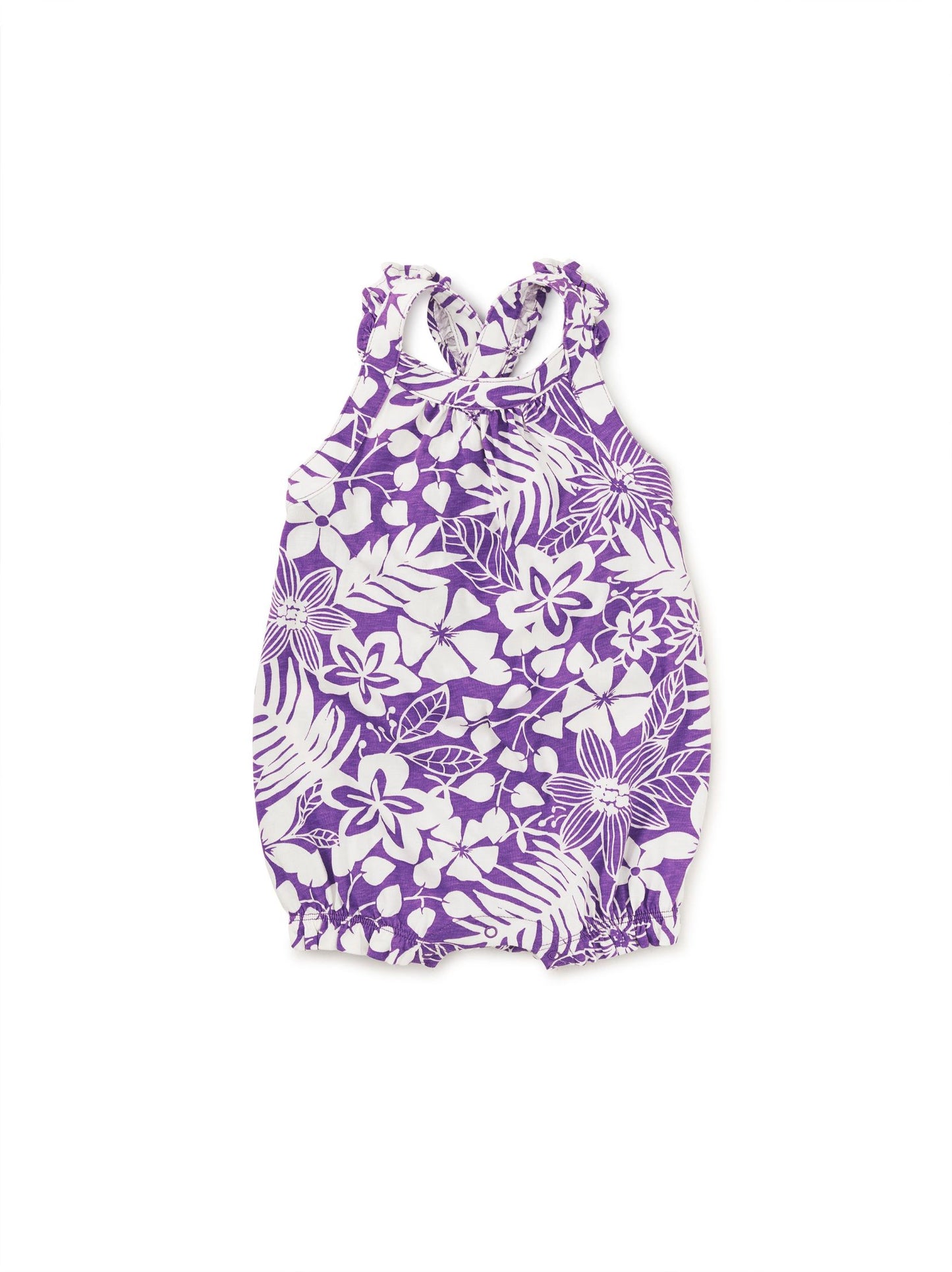 Tropical Foilage Cross-Back Baby Romper