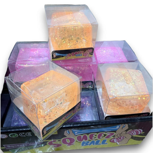 Assorted Glitter Squishy Cube 12ct PDQ
