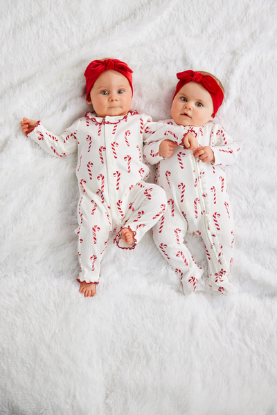 Candy Cane Baby Bodysuit And Headband Set