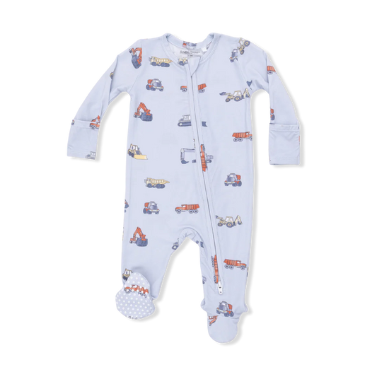 Construction Vehicles 2 Way Zipper Footie