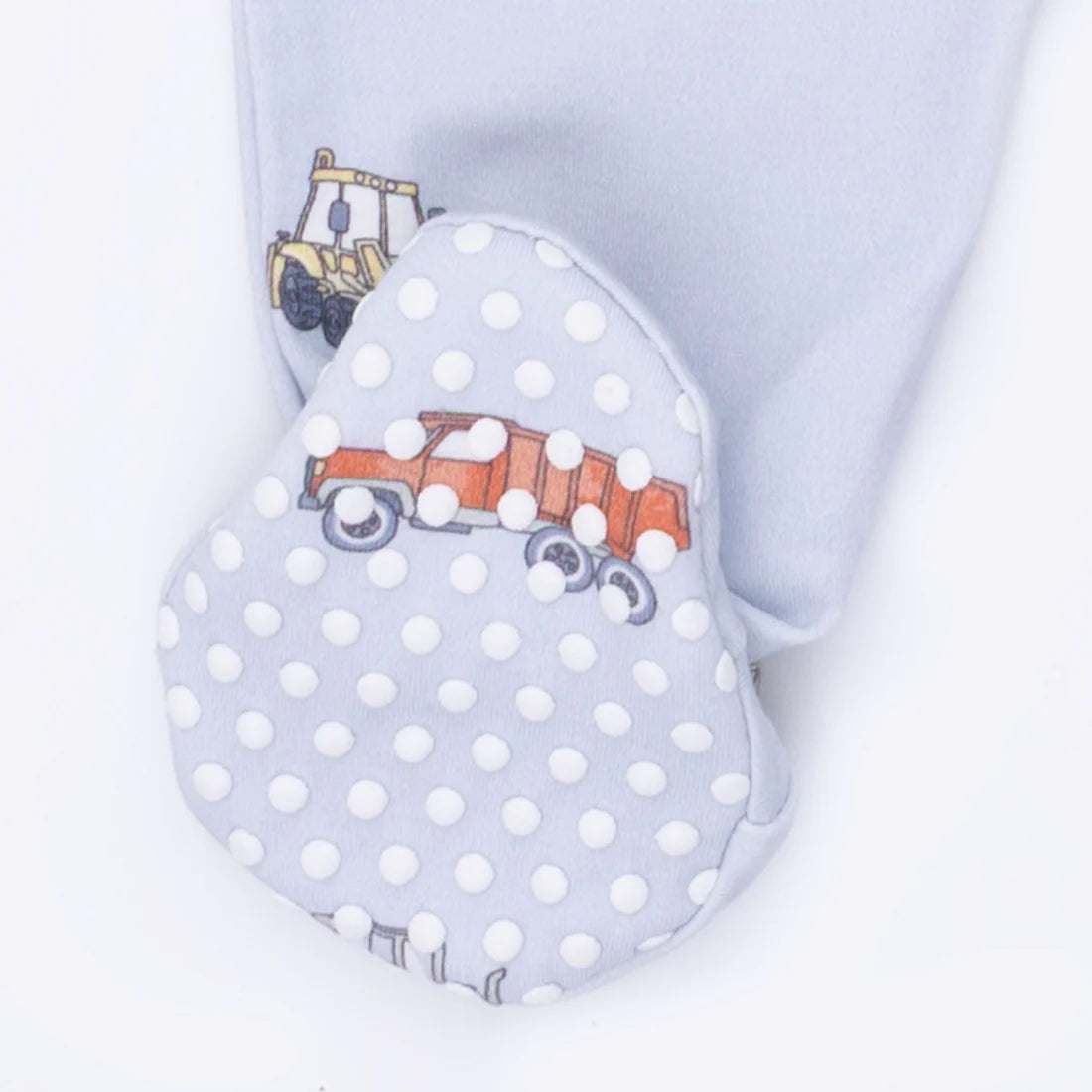 Construction Vehicles 2 Way Zipper Footie