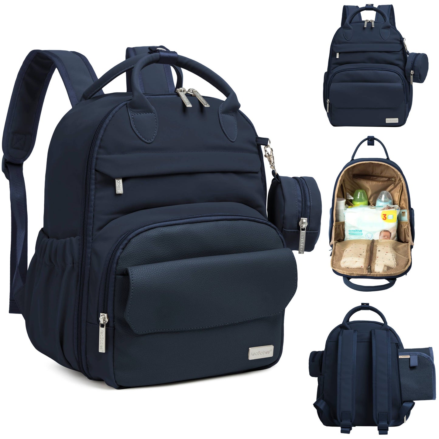 Play Diaper Bag Backpack, Baby Bag with Changing Pad: Navy Blue