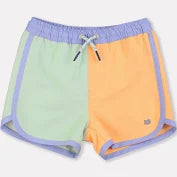 Color Block Dolphin Hem Swim Trunks