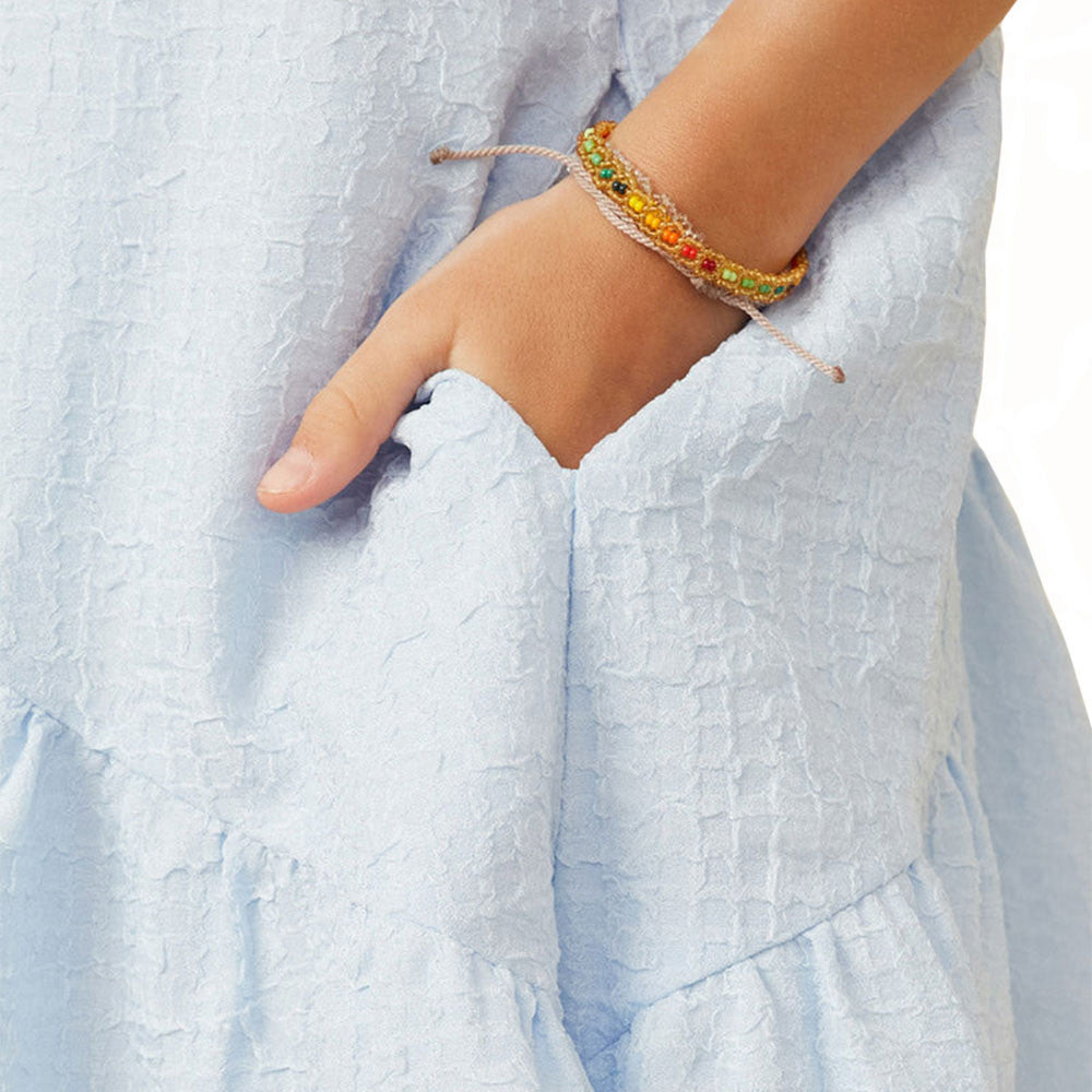 Textured Puff Sleeve Asymmetric Hem Dress