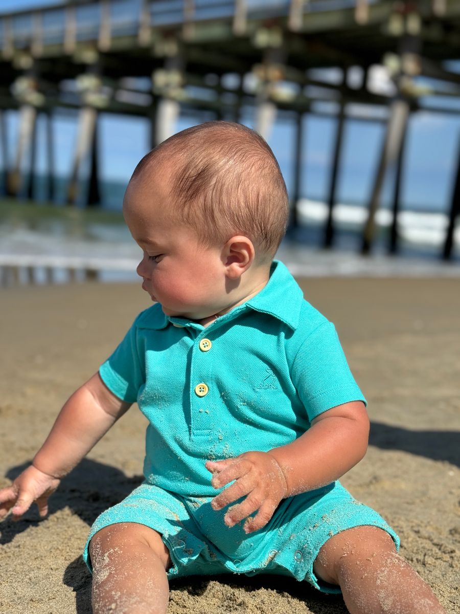 Aqua Pique Drift Polo Romper