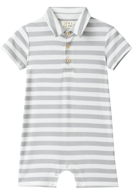 Grey/White Stripe Drift Romper