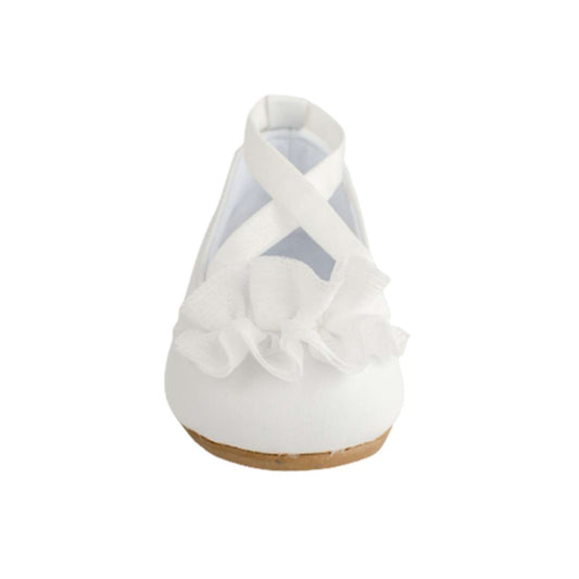 Ellen Toddler White Criss-Cross Skimmer with Chiffon Flower