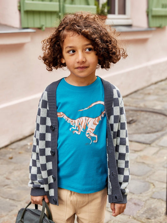 Enamel Blue Velociraptor Graphic Tee