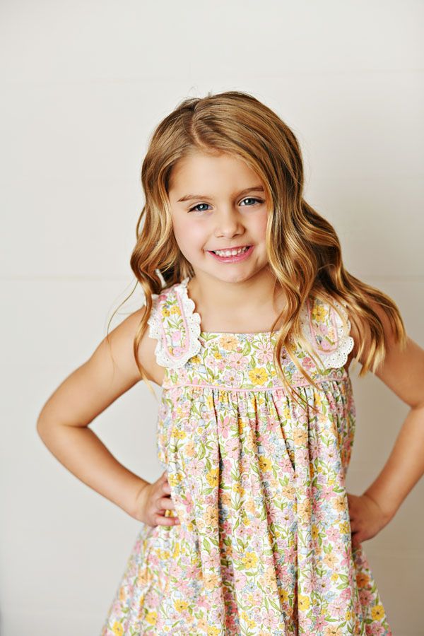 Watercolor Bloom Eyelet Trim Knit Dress