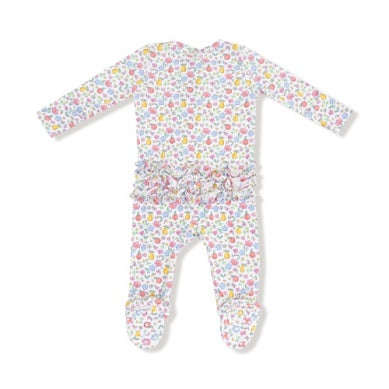 Fall Fruit Floral - 2 Way Zipper Ruffle Back Footie