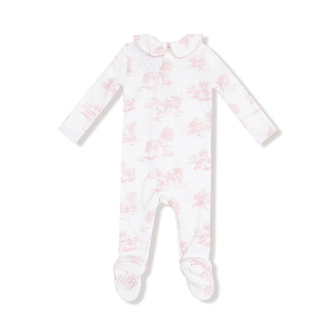 Farm Toile - Pink Peter Pan 2 Way Zipper Footie