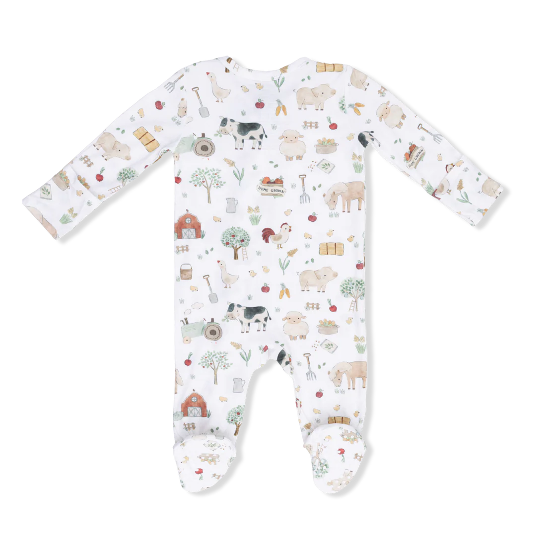Cute Farm Animals 2 Way Ruffle Back Zipper Footie