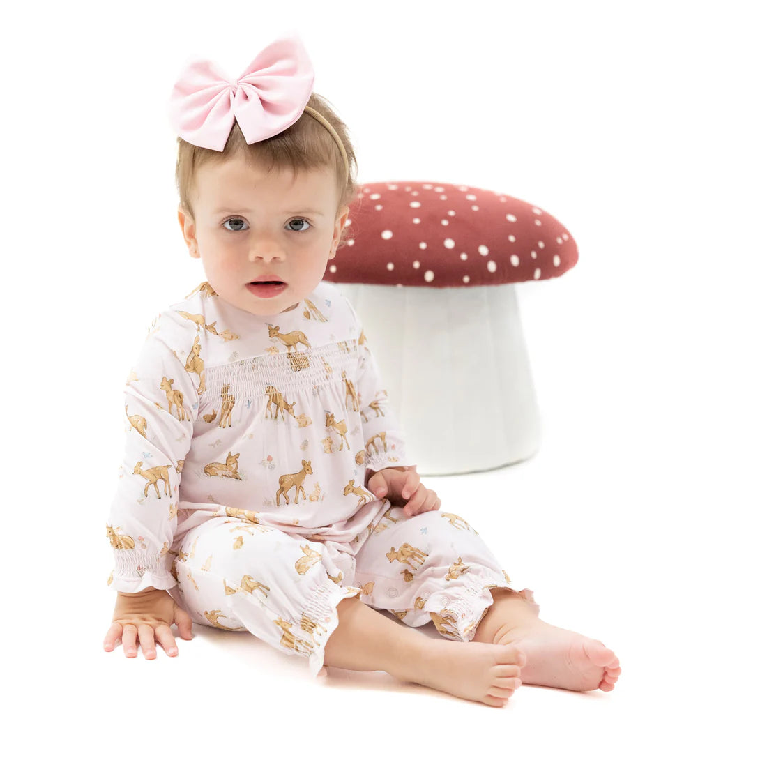 Little Fawn Smocked Long Sleeve Romper