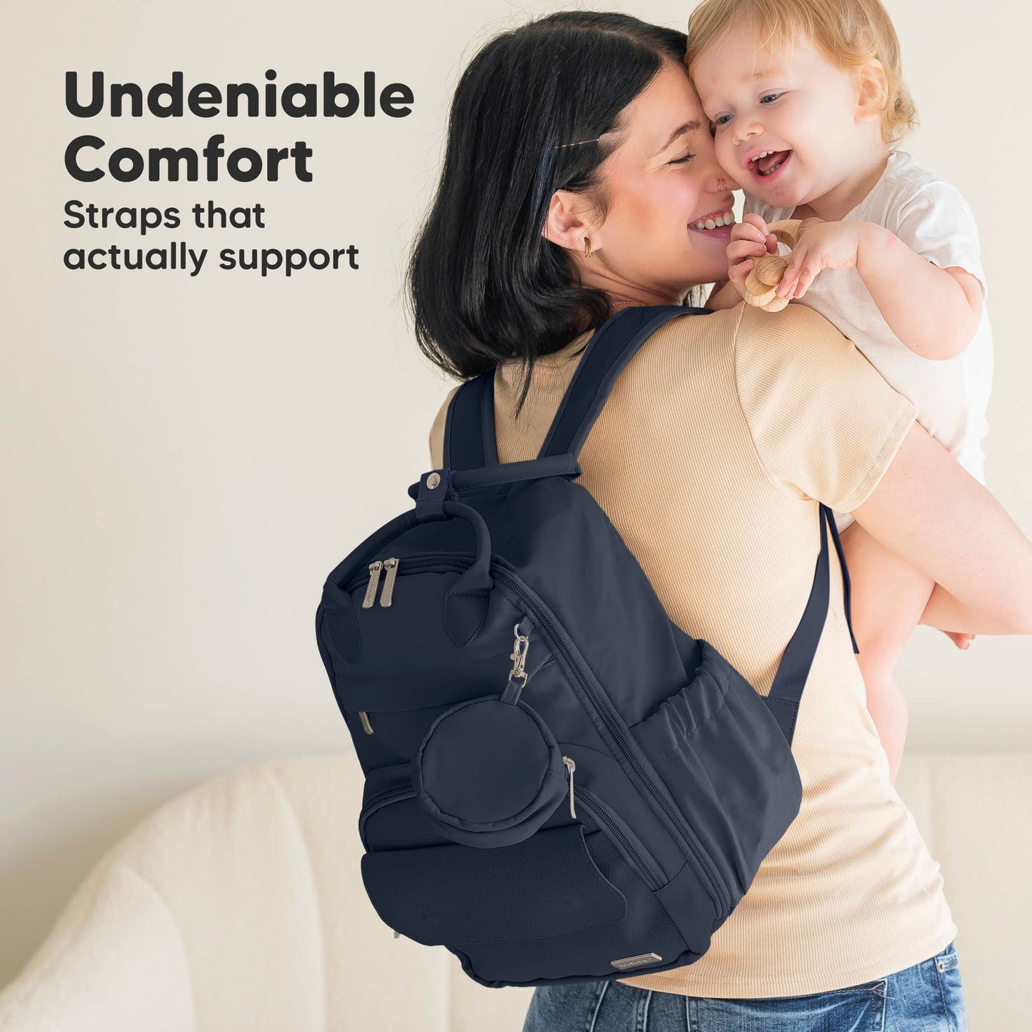 Play Diaper Bag Backpack, Baby Bag with Changing Pad: Navy Blue