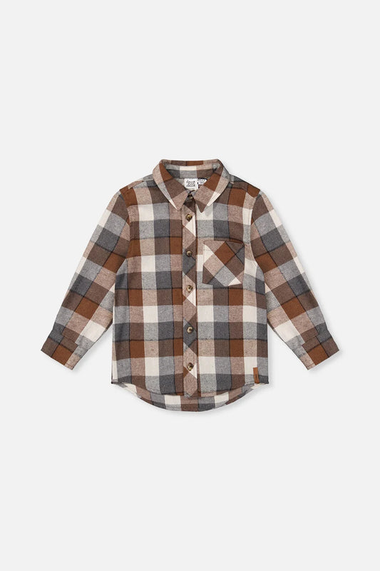 Deux par Deux Flannel Shirt Grey And Beige Plaid
