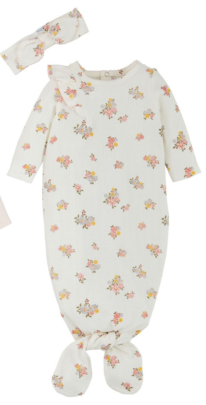 White Floral Knotted Gown Take-Me-Home Set