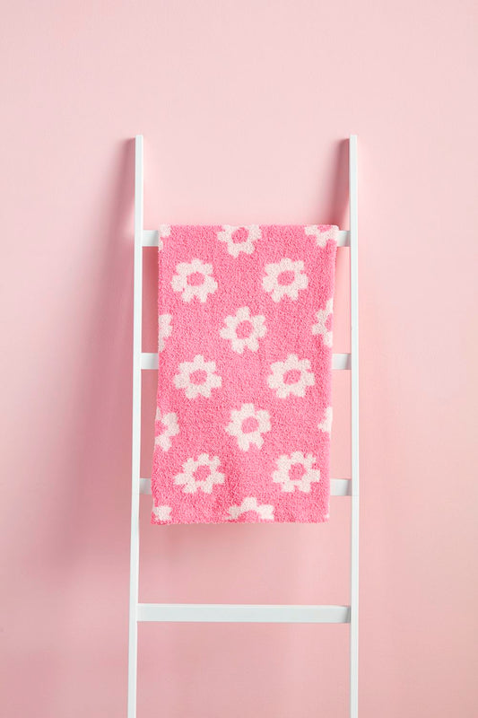 Pink Chenille Flower Blanket