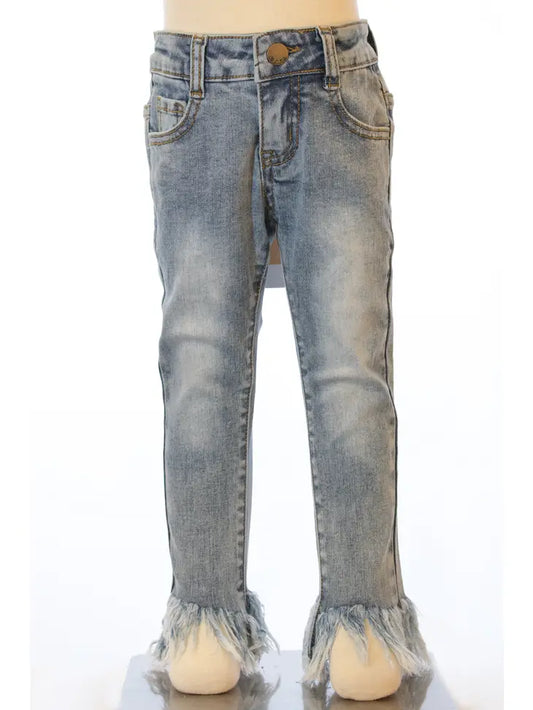 Frayed Bottom Distressed Jeans