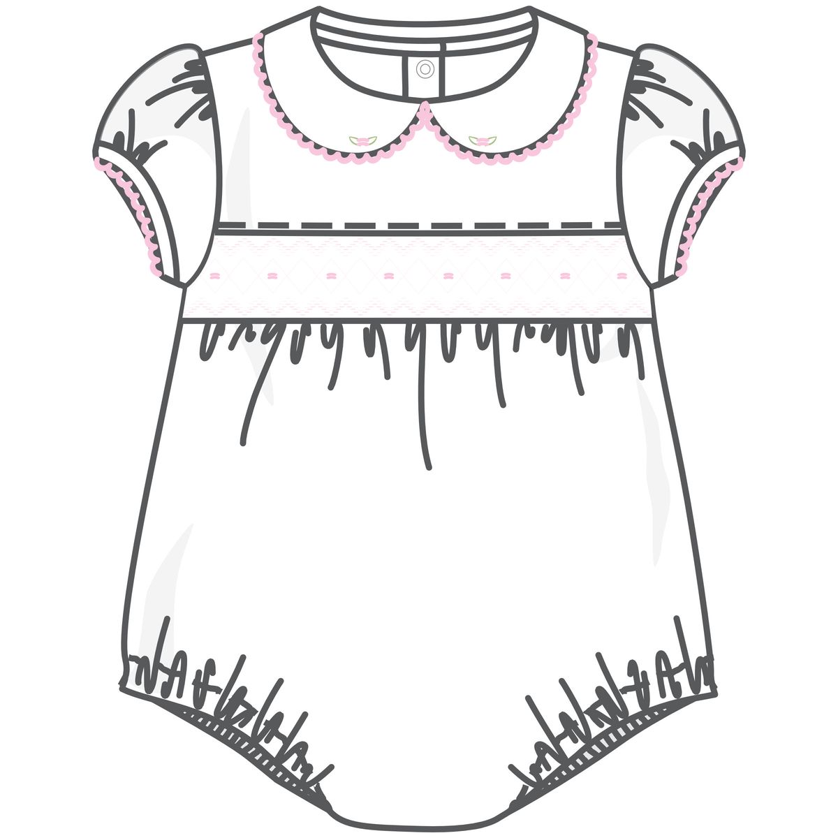 Lizzie and Landon's Classics Pink Smocked Collared S/S Girl Bubble