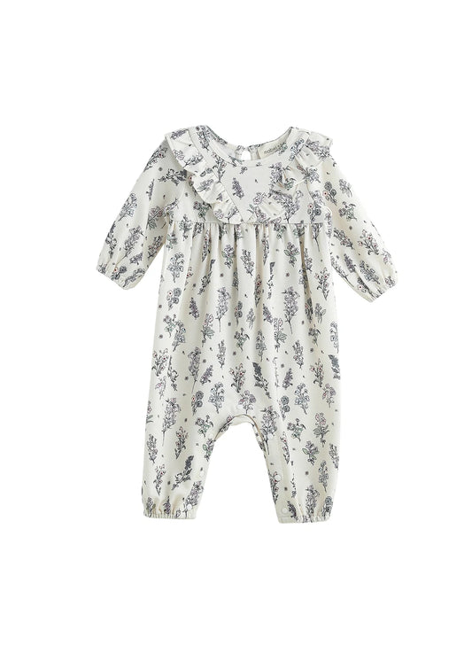 Gracie Long Sleeve Floral Ruffle Collar Bubble Romper