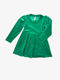 Green Velvet Dress with Bow Back