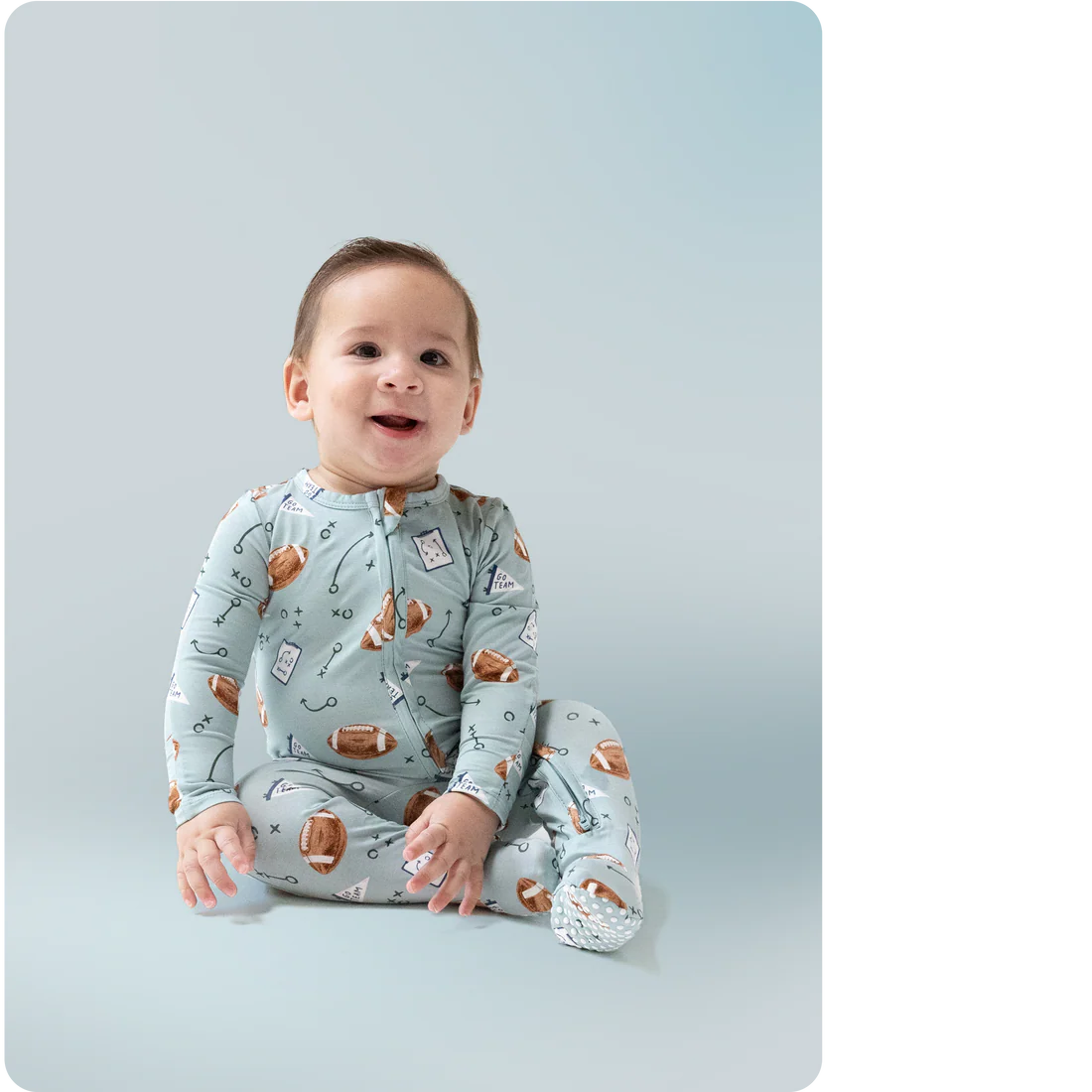 Touchdown Time - Grey Mist 2 Way Zipper Footie