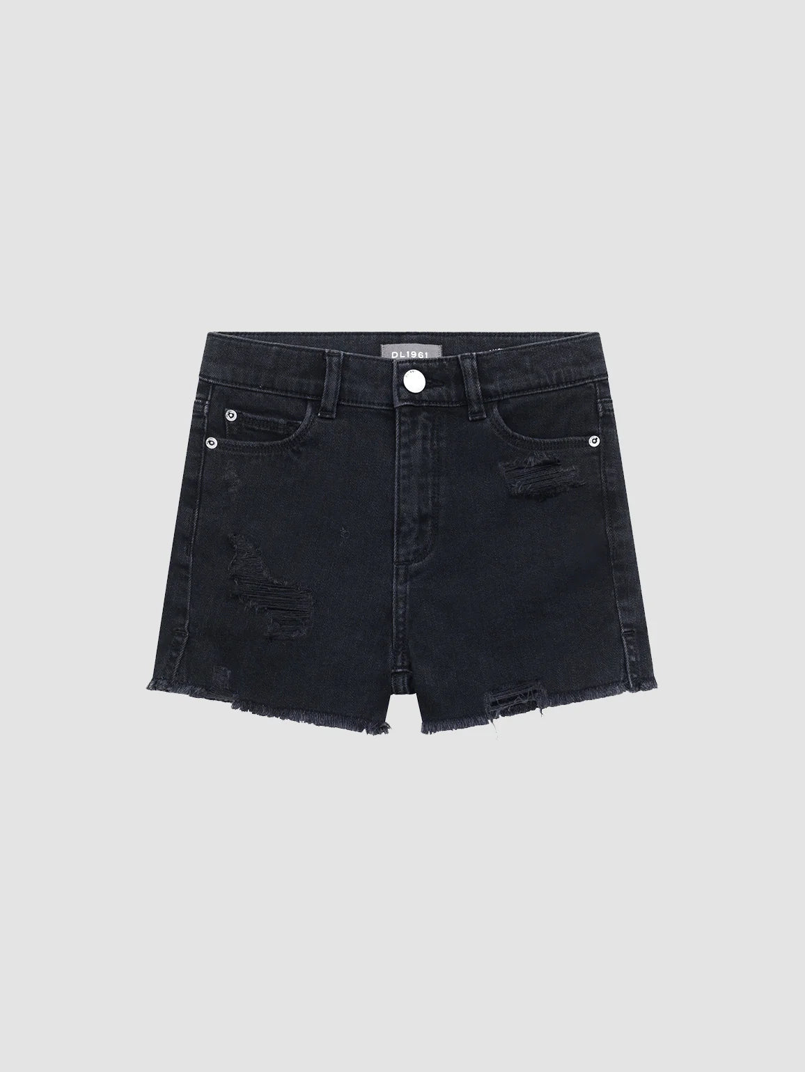 Lucy Black Distressed Denim Shorts
