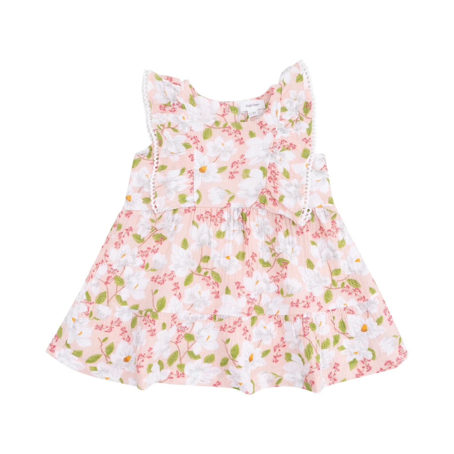 Picot Trim Edged Dress and Diaper Cover - Magnolias