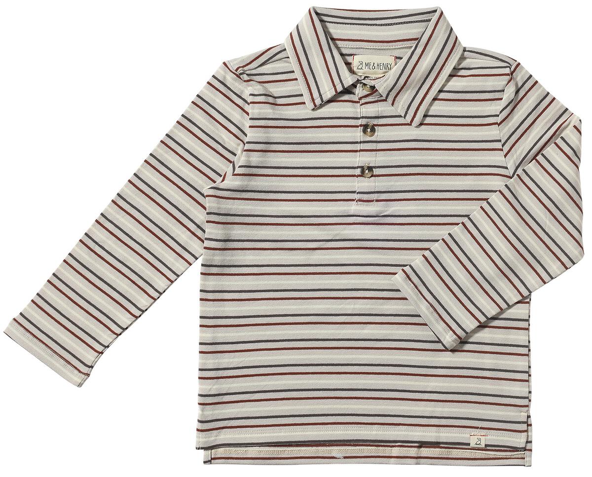 Grey, Cream and Brown Stripe Midway Polo