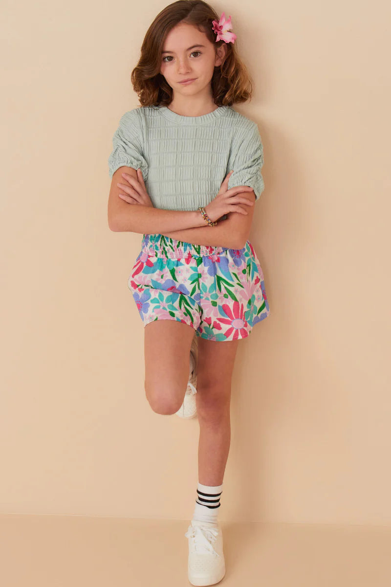 Pink Mix Flowers Paperbag Shorts