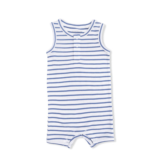 Navy Stripe Henley Shortie Romper