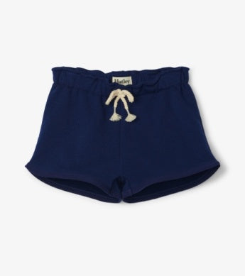 Navy French Terry Paper Bag Shorts