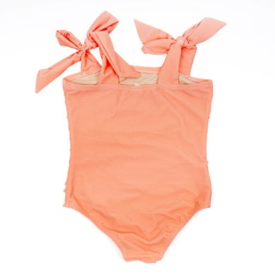 Ruffle Front Neon Coral One Piece Swimsuit