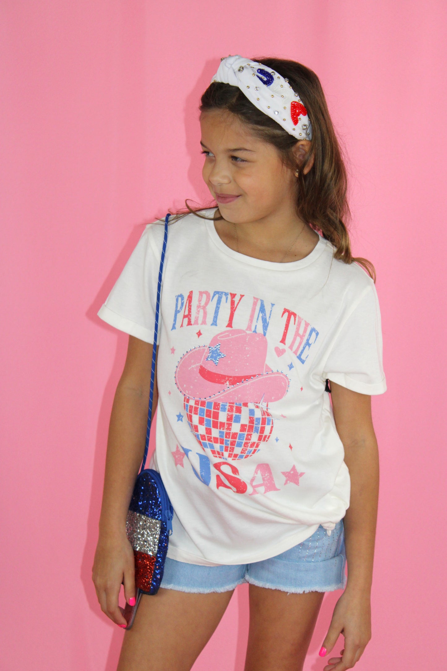 Party in the USA Graphic Rhinestone T-Shirt