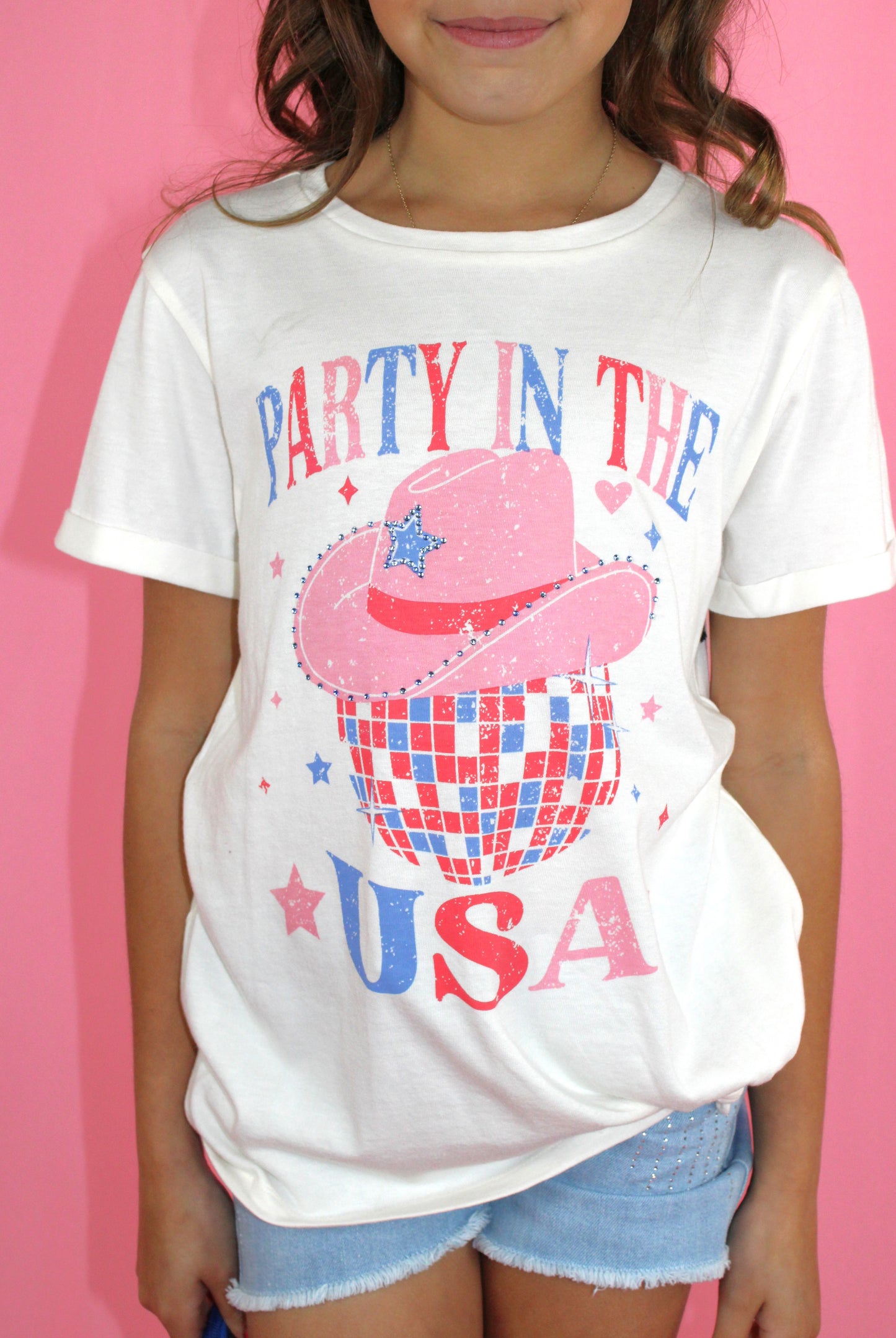 Party in the USA Graphic Rhinestone T-Shirt