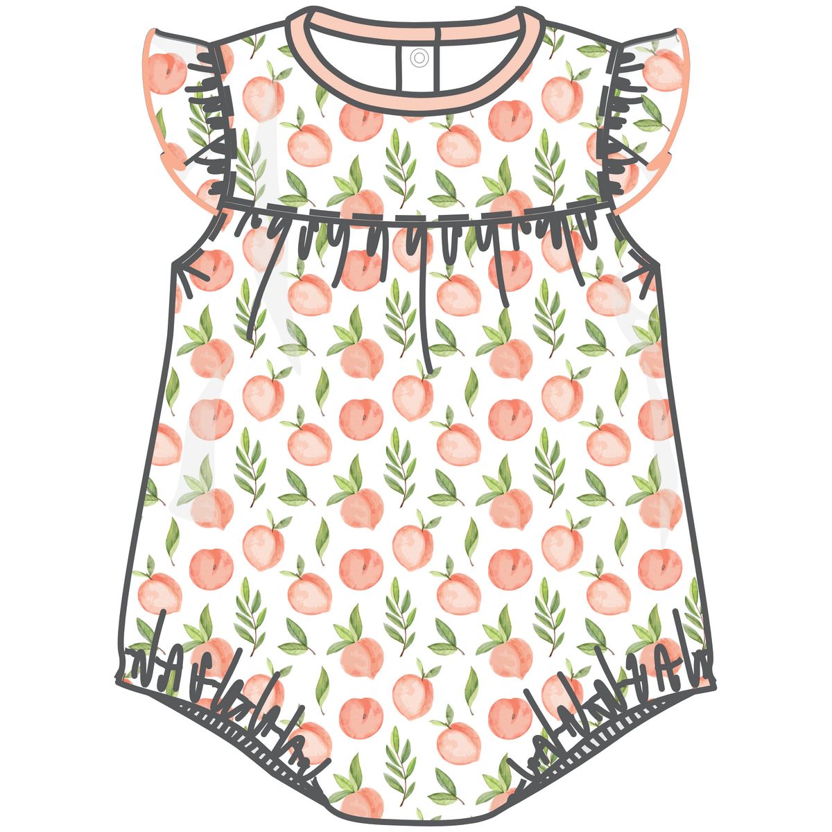 Summer Peaches Peach Printed Flutters Bubble