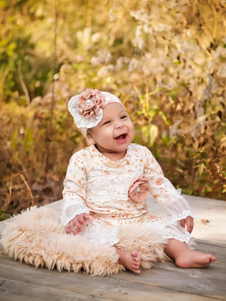 Infant Baby Girls Love Romper Peach