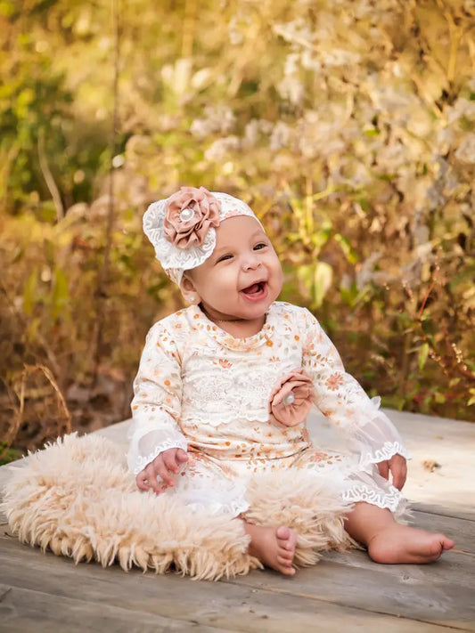 Infant Baby Girls Love Romper Peach