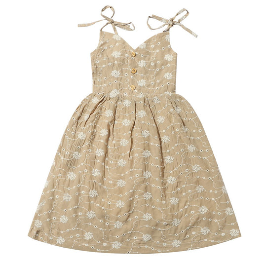 Tan Dandelion Eyelet Penny Dress