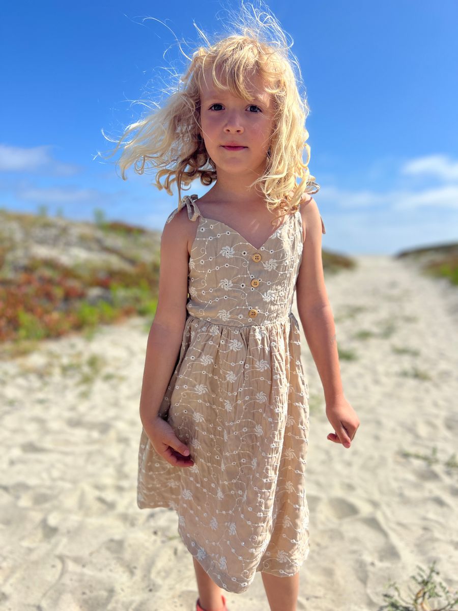 Tan Dandelion Eyelet Penny Dress