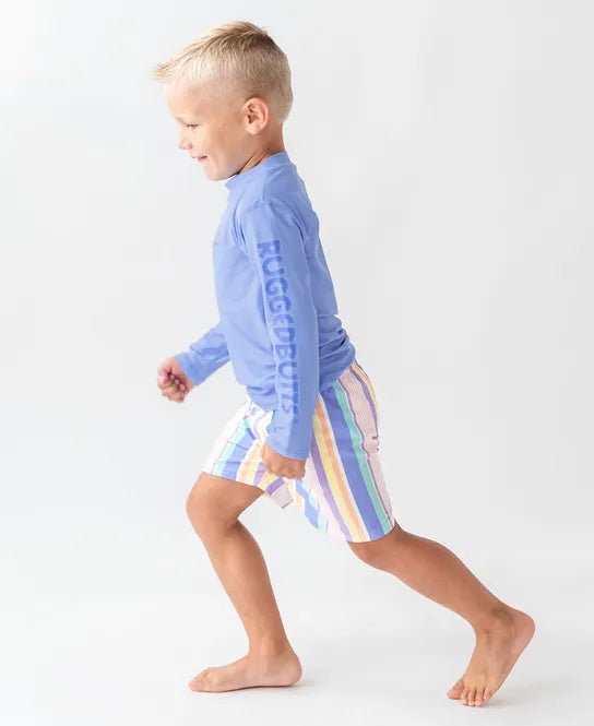 Periwinkle Blue Logo Long Sleeve Rash Guard