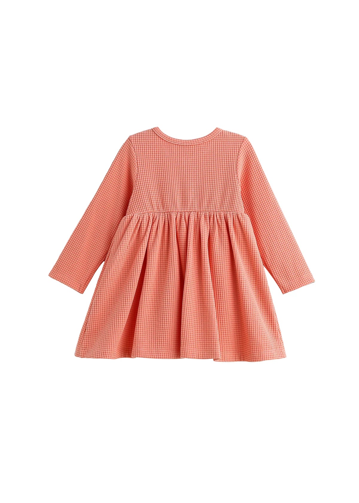 Persimmon Long Sleeve Waffle Knit Button Placket A Line Dress