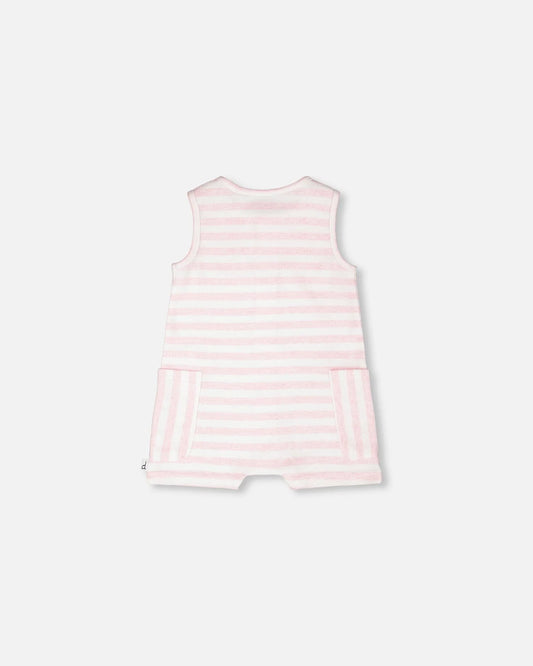 Cotton Striped Romper White And Pink Stripes
